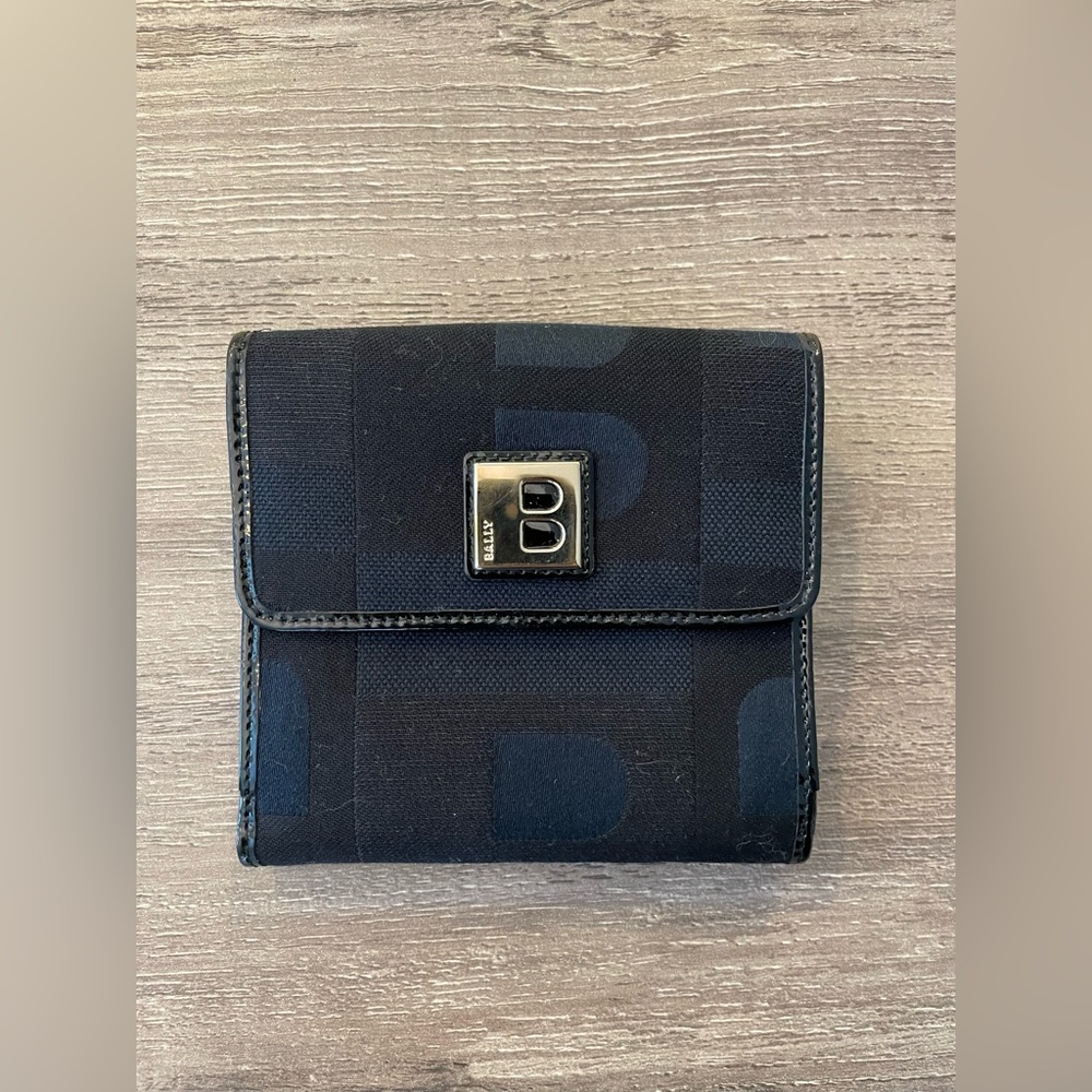 Black Bally Compact Wallet with tags